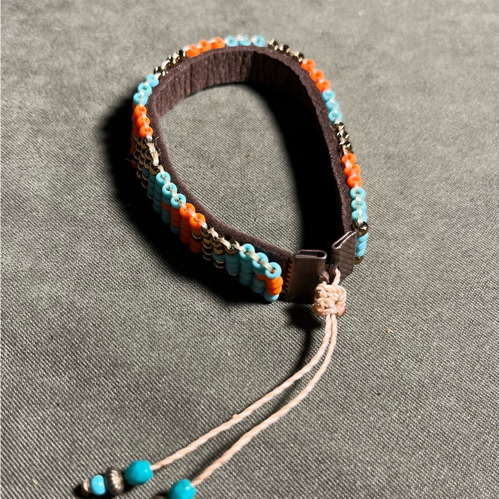 Beaded Patterned Adjustable Cuff Bracelet - image 3